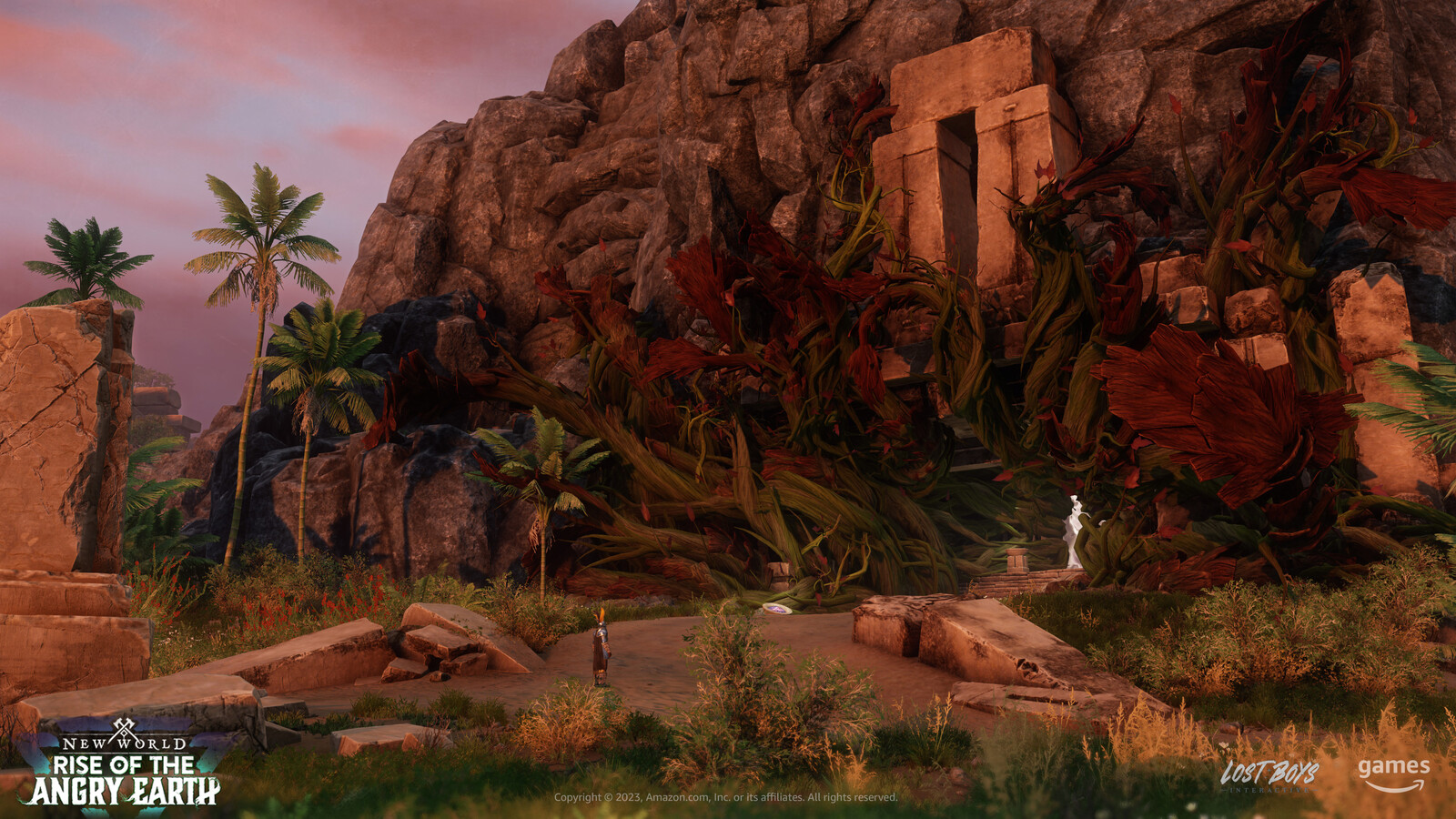 Expedition world entrance at sundown