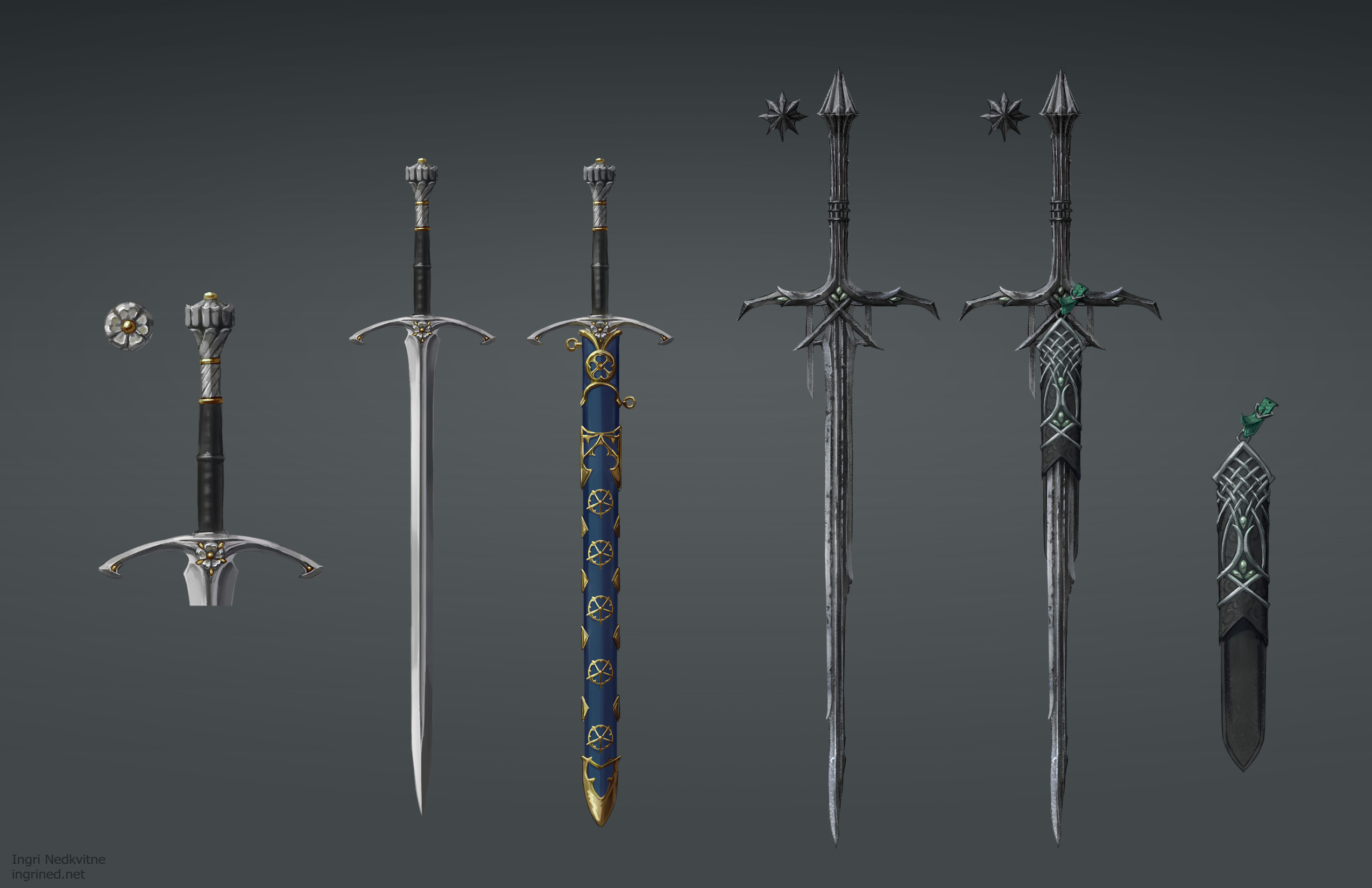 Her faithful sword and the ancient sword she finds on her journey.