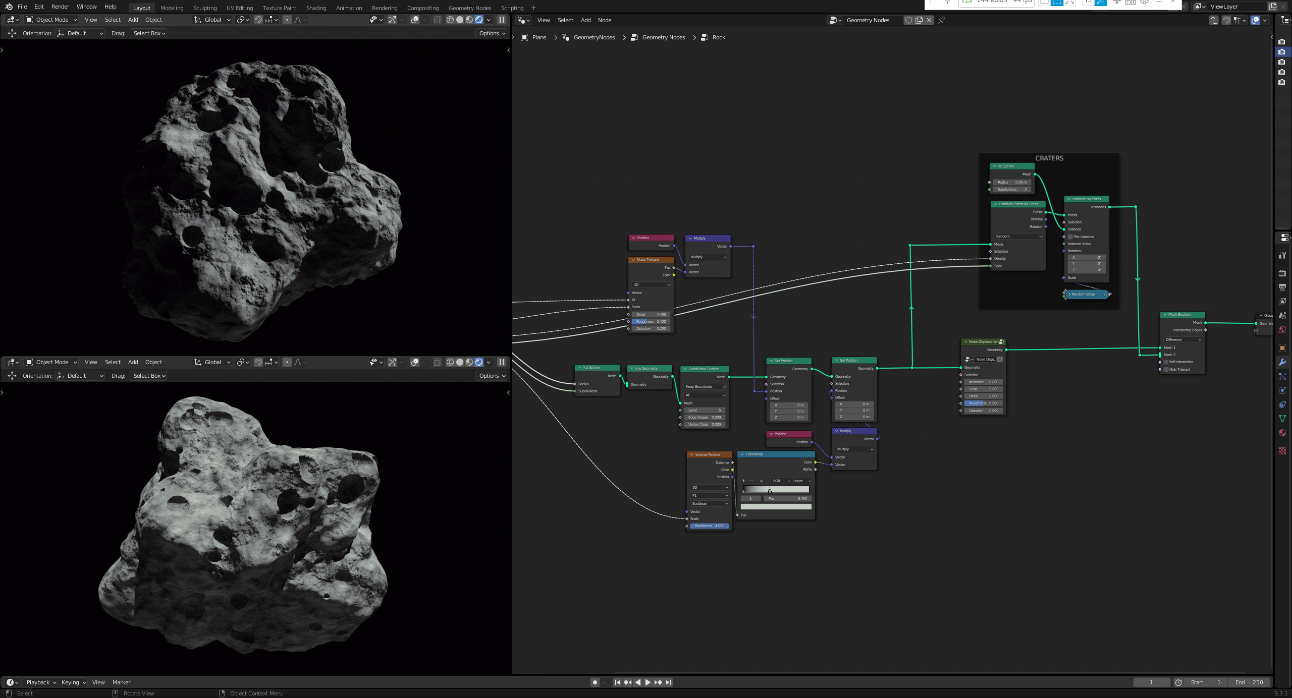 Asteroid asset creation in Blender