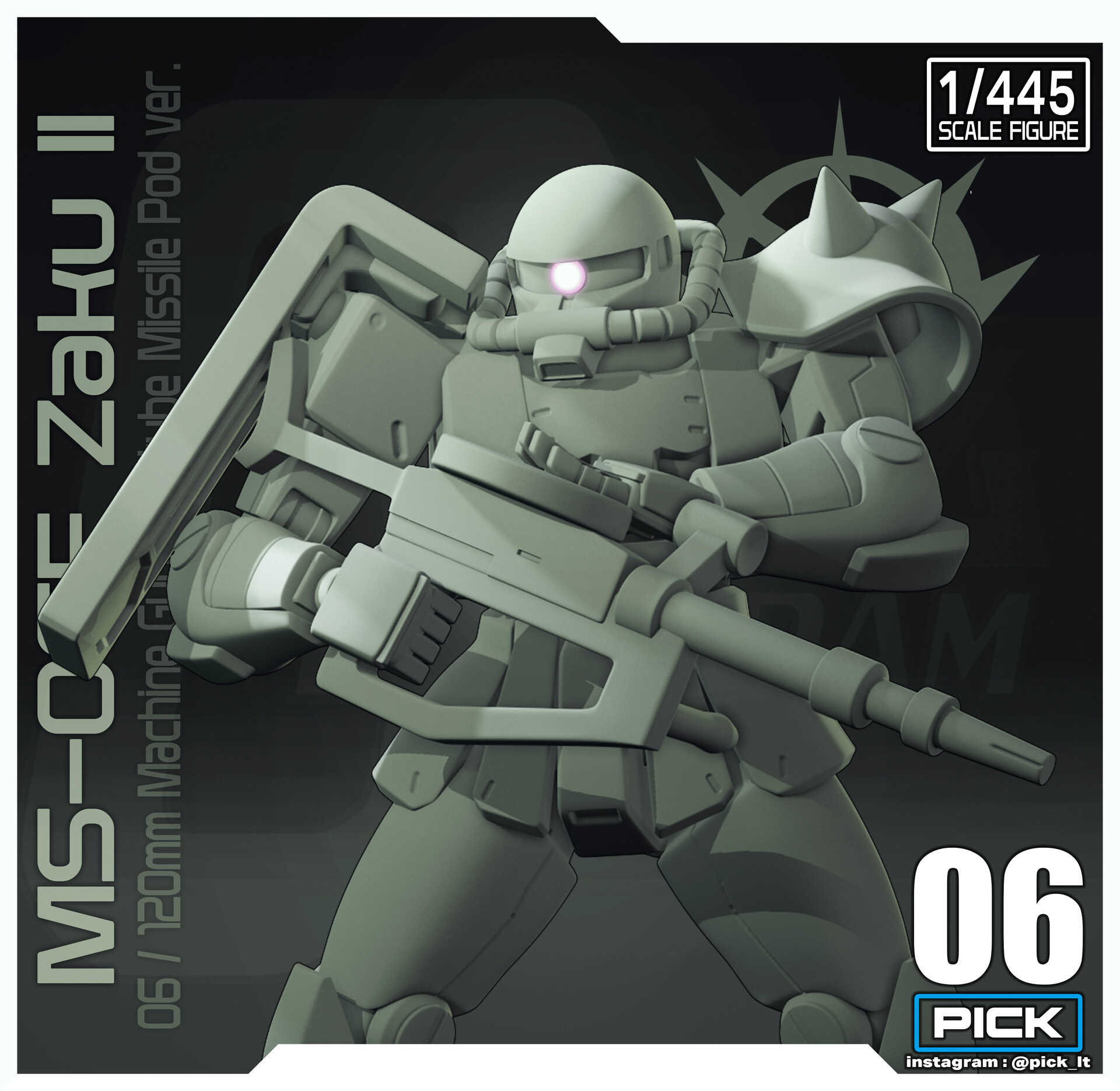 ArtStation - 06/ MS-06F Zaku II 120mm+Missilepod ver. / 3D