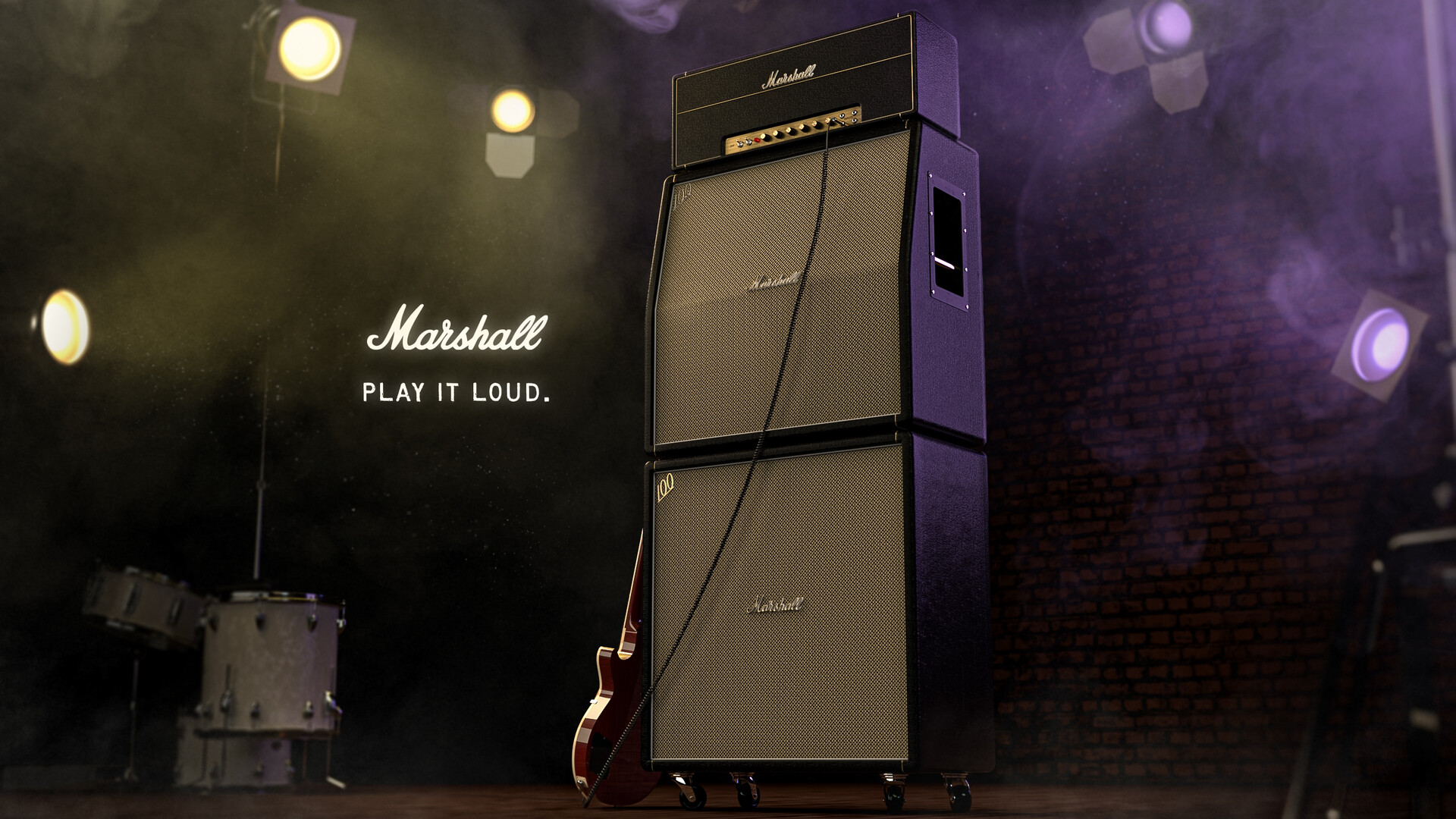 Bertrand B - Marshall amplifier and cabinets - 3D Visualization