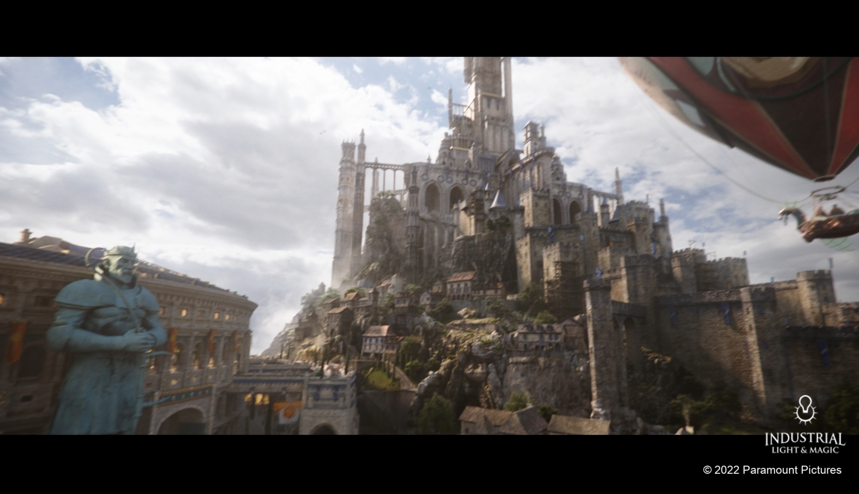 full cg shot, layout, design, texturing and vegetation of the slopes section around the castle 