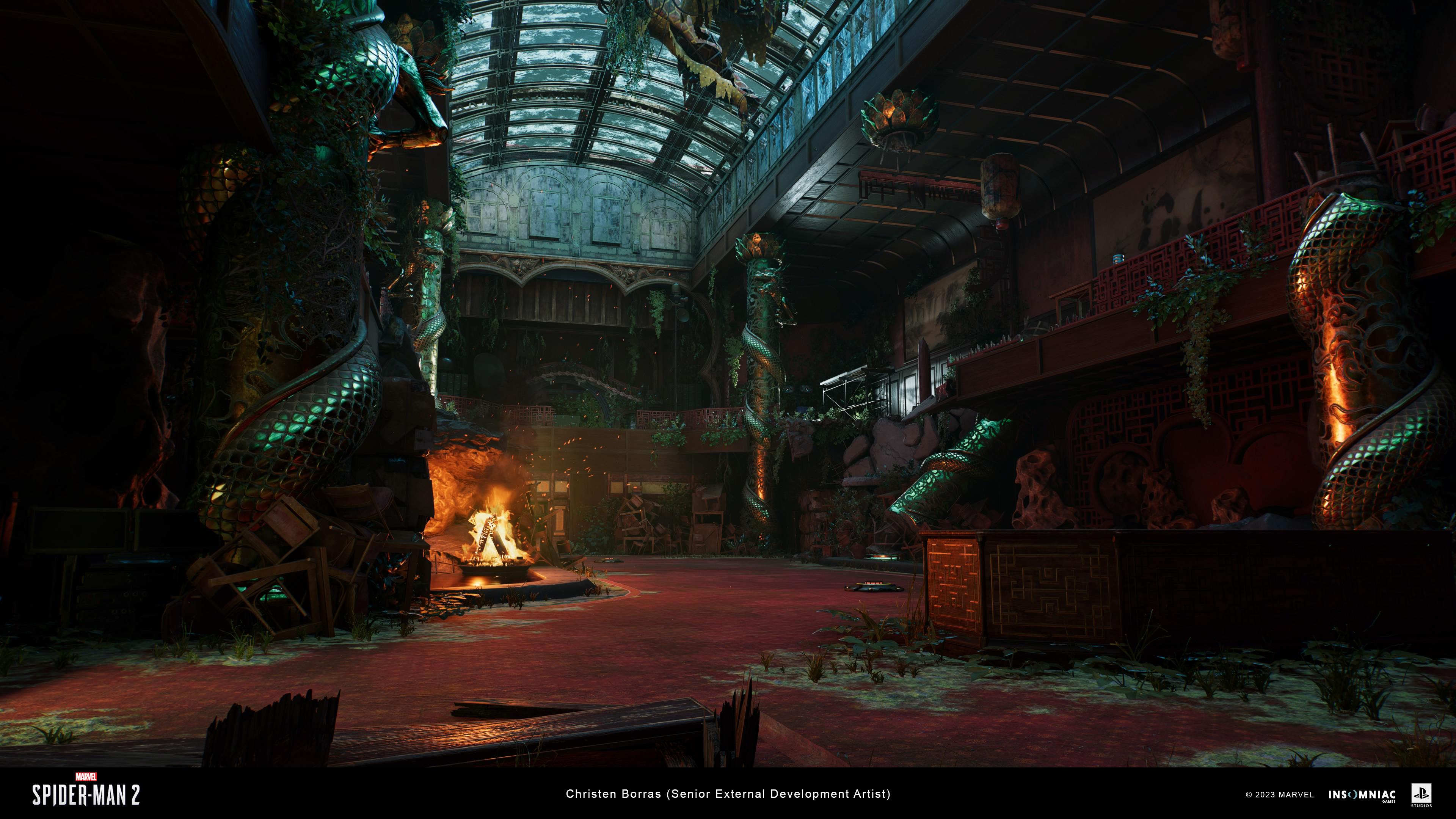 Contributions include the dragon pillars, ceiling, railings, desk and wall dividers