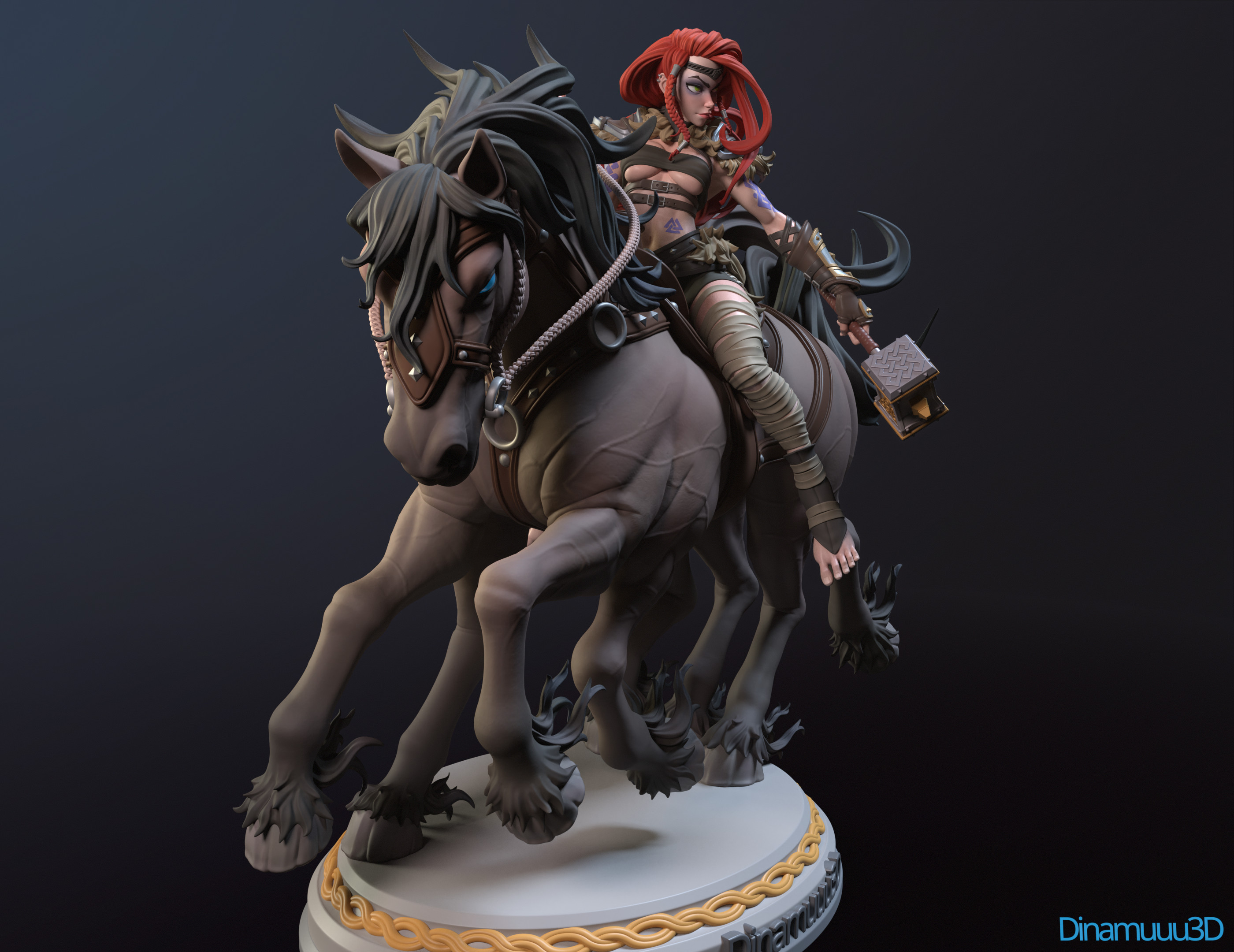 Dinamuuu 3D - Viking Ygritte, Rider of Sleipnir 3D Print Model