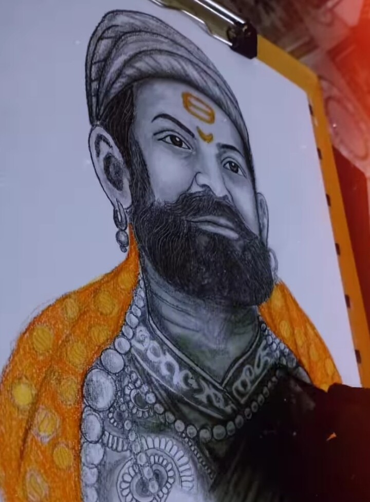 Image of Sketch of Chhatrapati Shivaji Maharaj Indian Ruler and a member of  the Bhonsle Maratha clan outline, silhouette editable  illustration-XT420777-Picxy