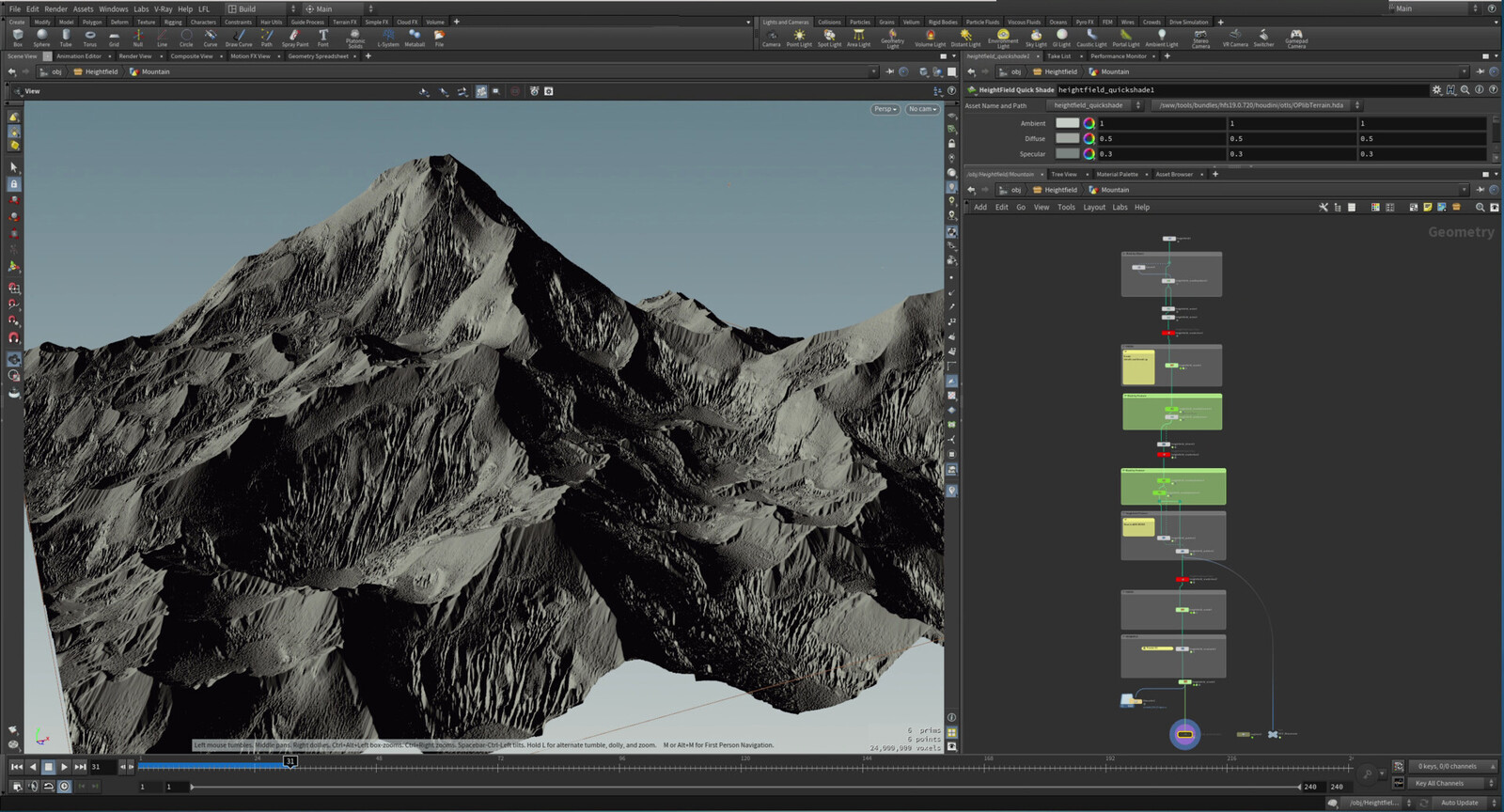 Mountain asset creation in Houdini