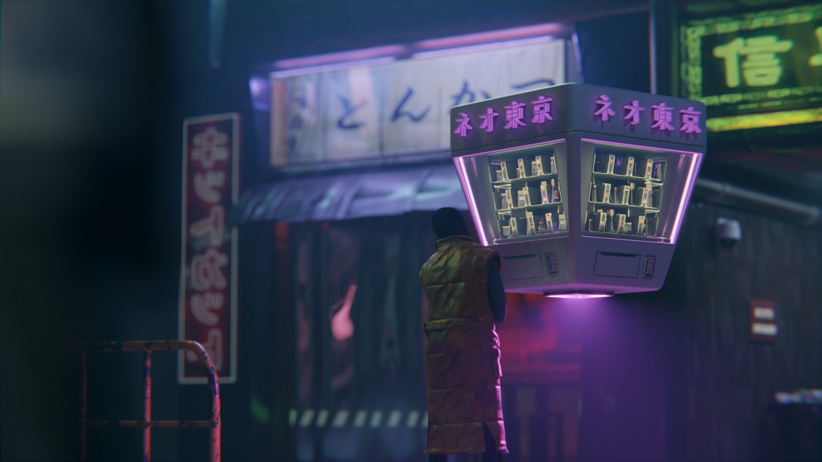 People began to use the luminous substance of mutated plants in various technologies. Here is a flying vending machine, the control panel still has mostly bills and coins. It seems to me that there is a certain love for the eternal in this.