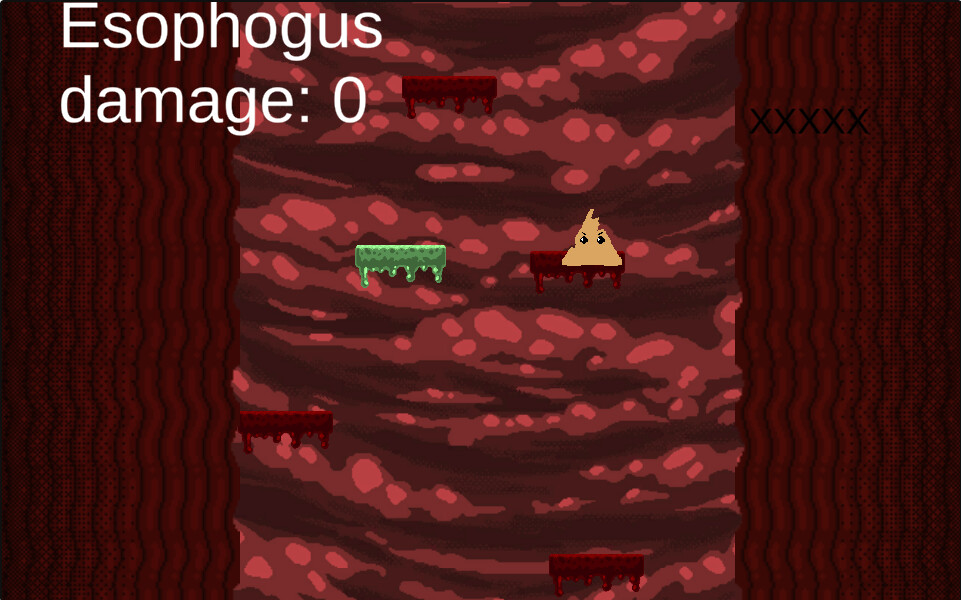 Screenshot of original color palette before feedback. Low visibility and poop-like player color.