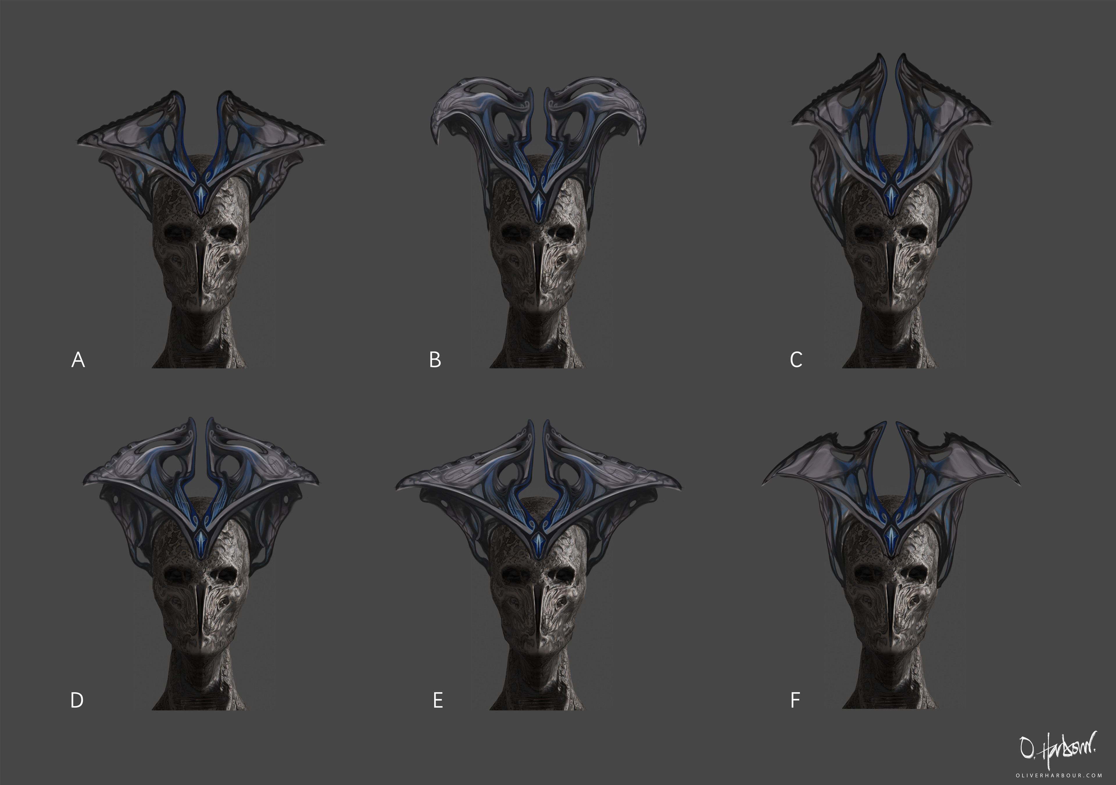 I had an idea and initial description for the crown. I spoke to my friend Oliver Harbour and he painted the concepts above for me. I used that in order to create the prop.