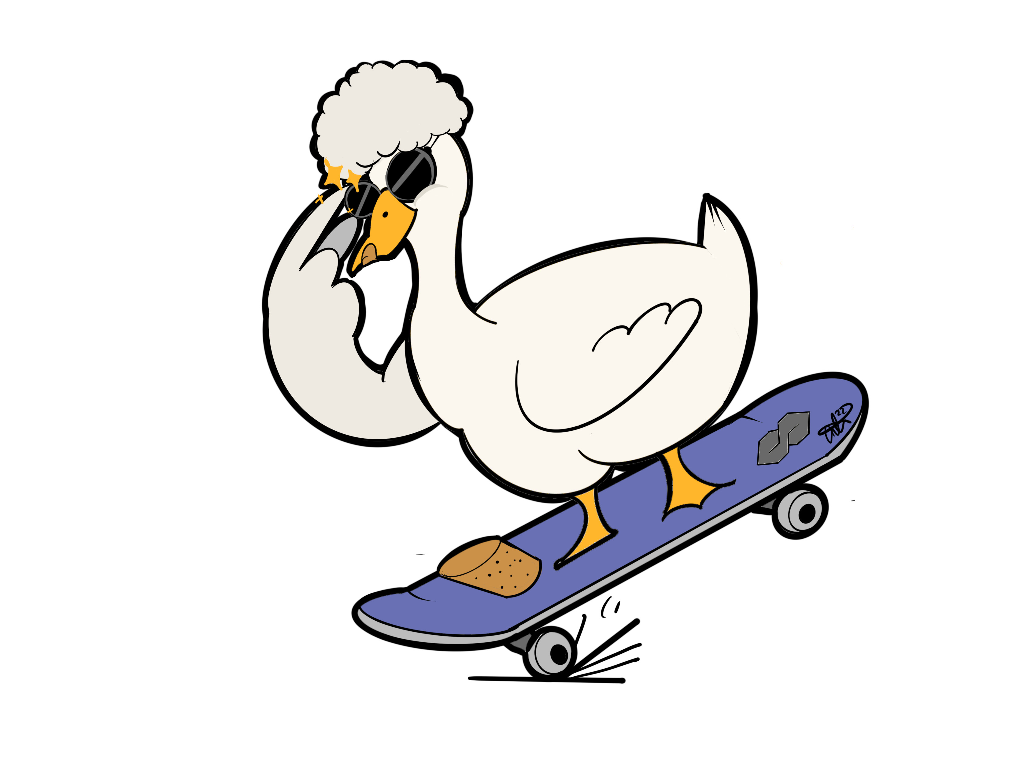 illustration of sk8er the Duck