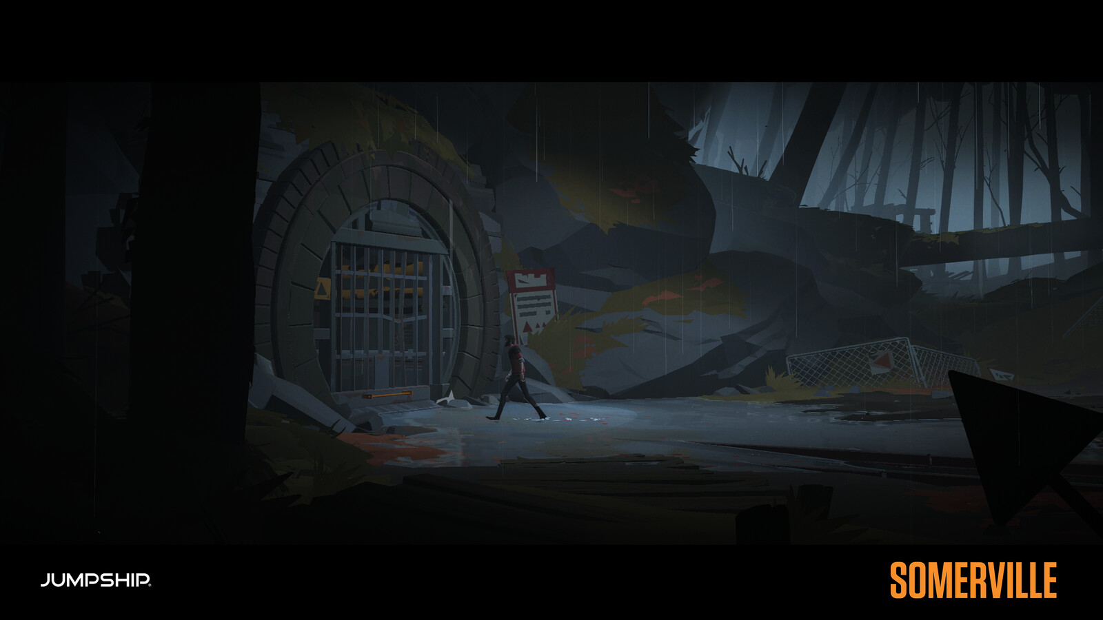 Entrance gate, set dressing, additional foliage, lighting