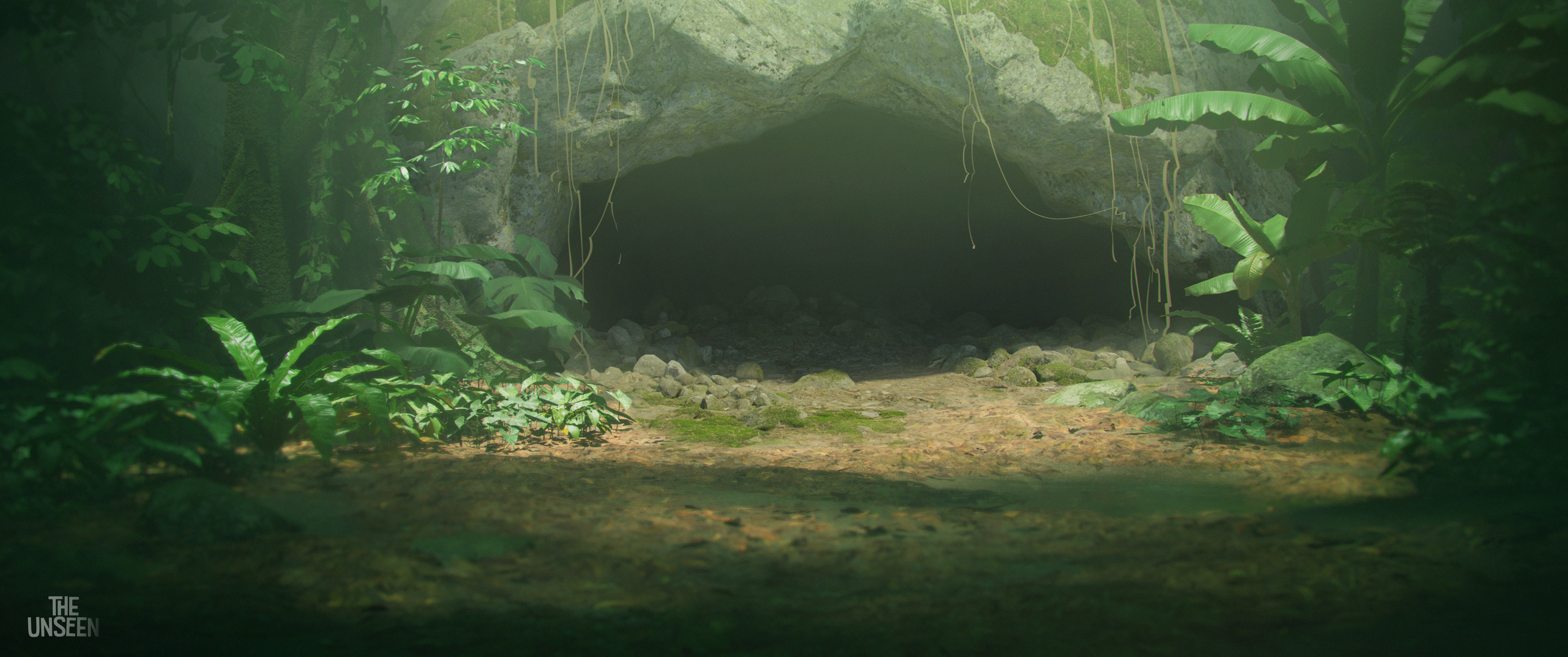 Pre-production art - Cave clearing shot