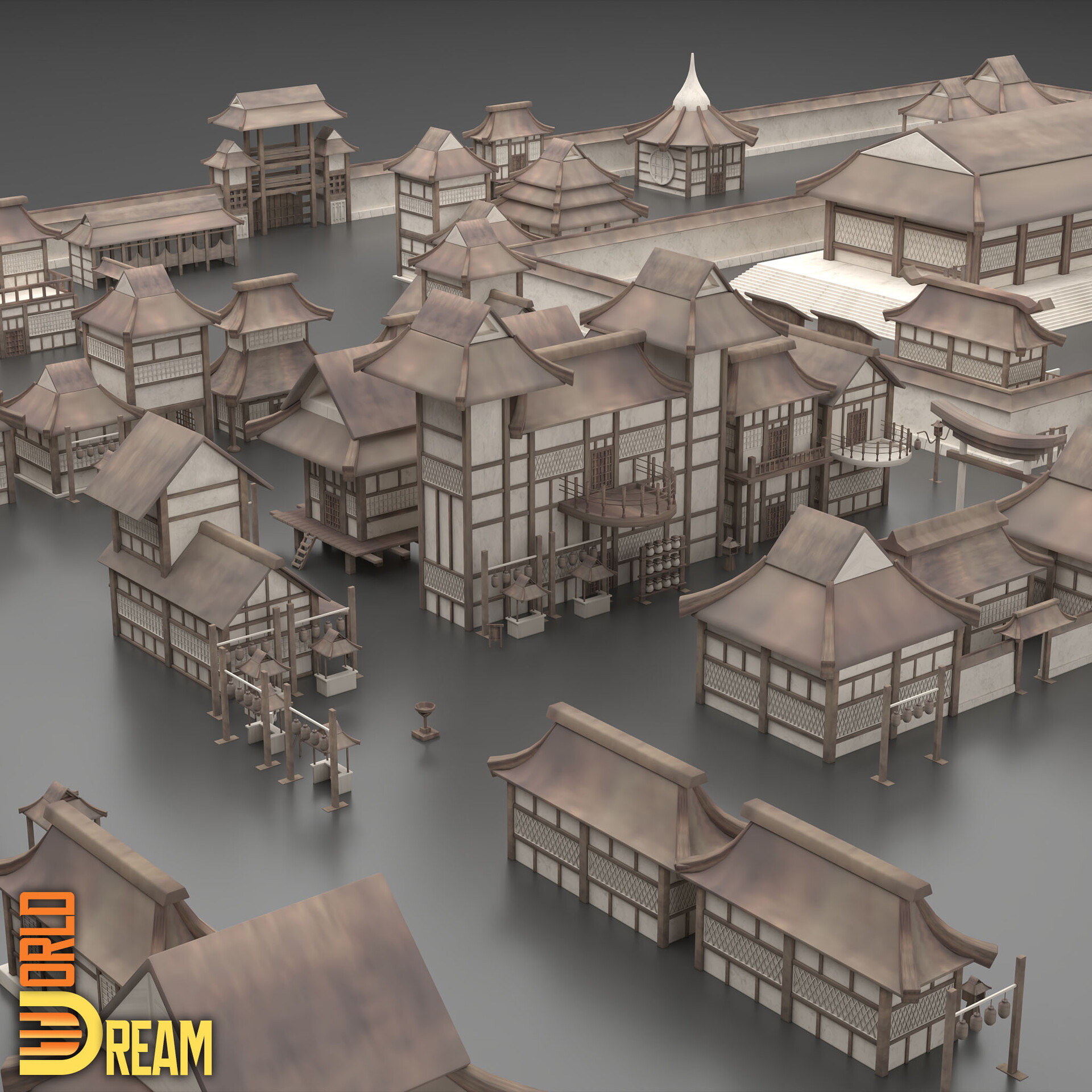 ArtStation - 60 Asian Village Environment Basemesh 3D Models | Stylized ...