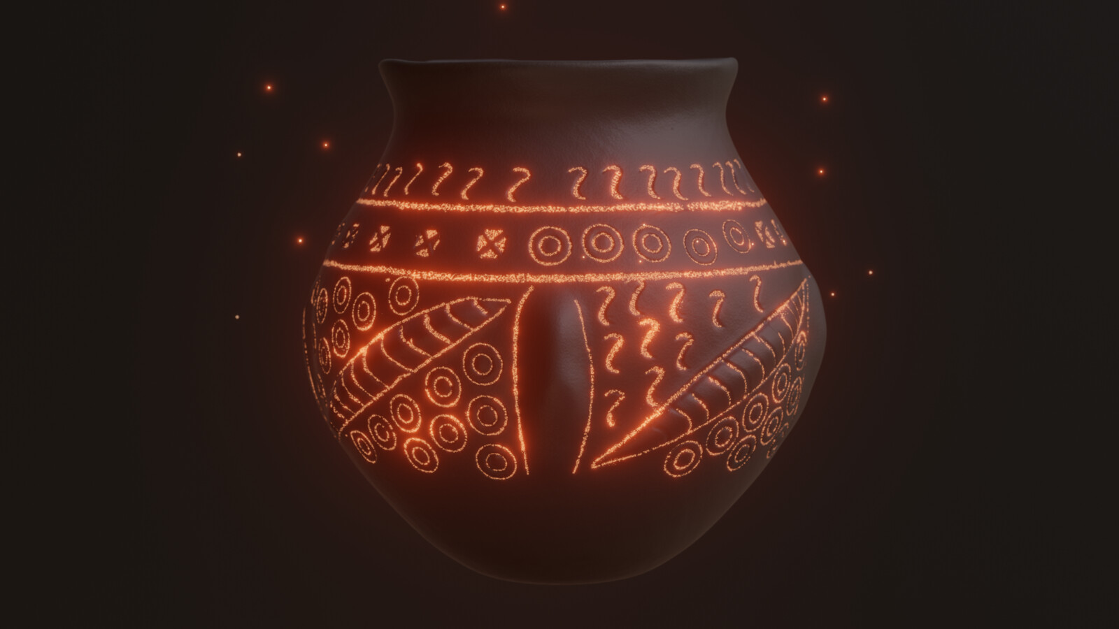 Sculpted pot with some glow added to show the stamp details