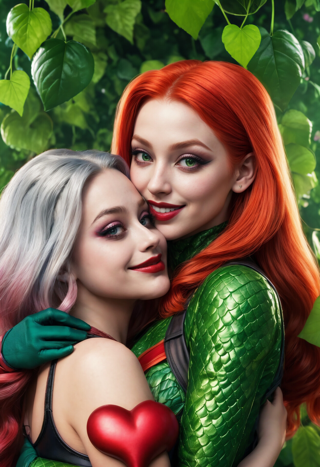 ArtStation - Harley Quinn hugs Poison Ivy
