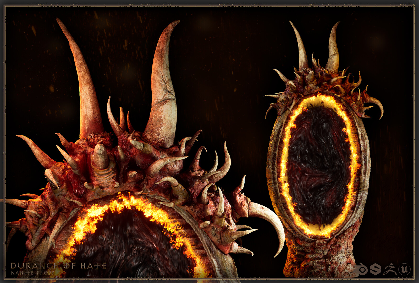 Portal inspired by Doom Ethernal portal . Interior inspired by Act III cinematic from D2.