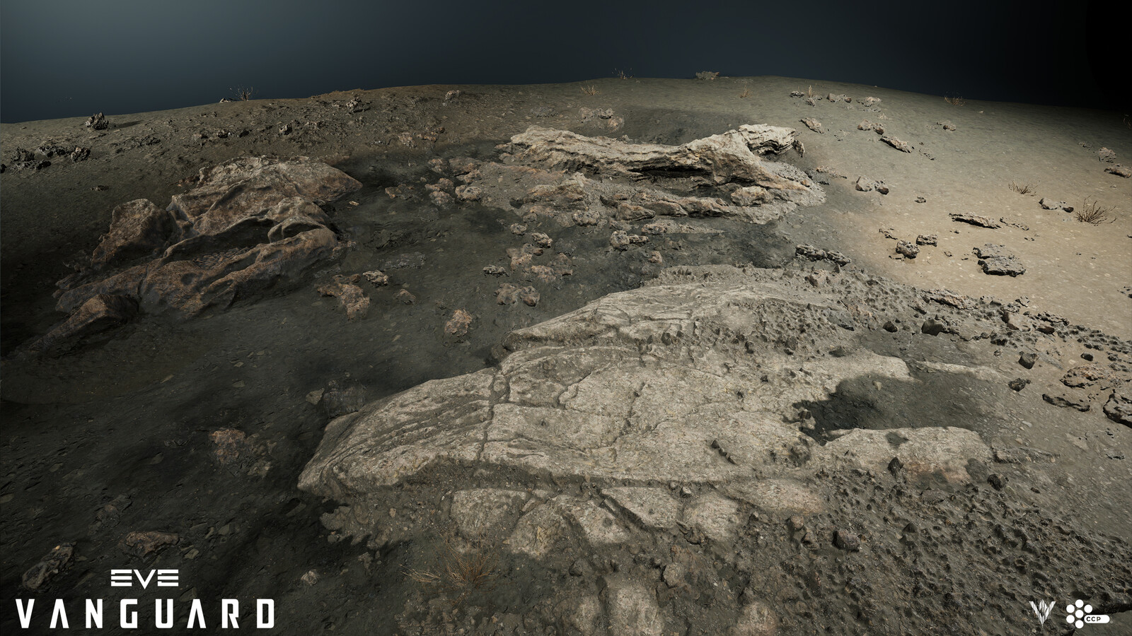 Three medium sized, open-meshed, photogrammetry ground pieces.