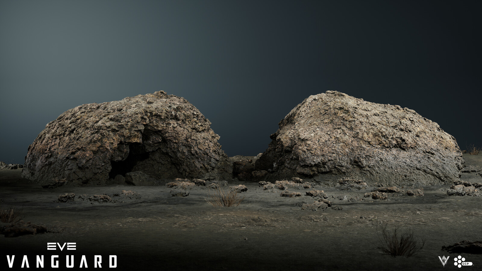 A large sized, open-meshed, photogrammetry rock.