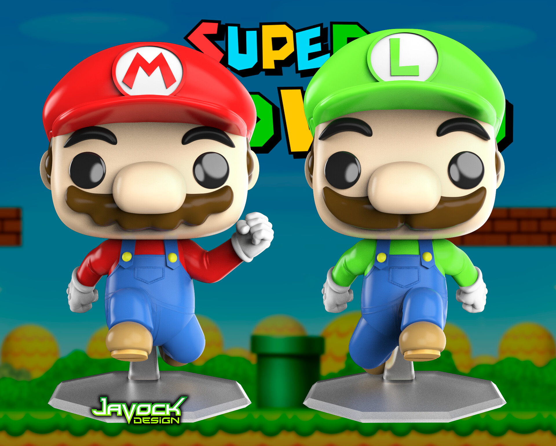 ArtStation - Mario & Luigi - Super Mario World Funko Custom Pop