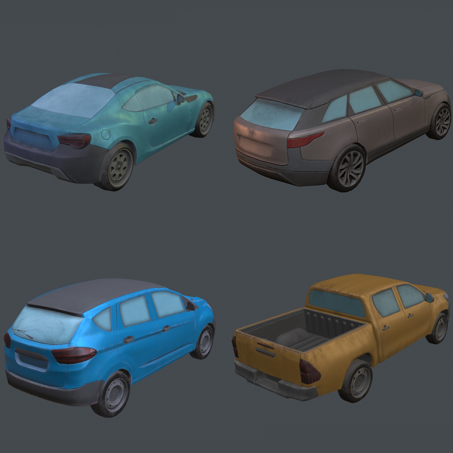 Abrandon Low poly game ready cars
