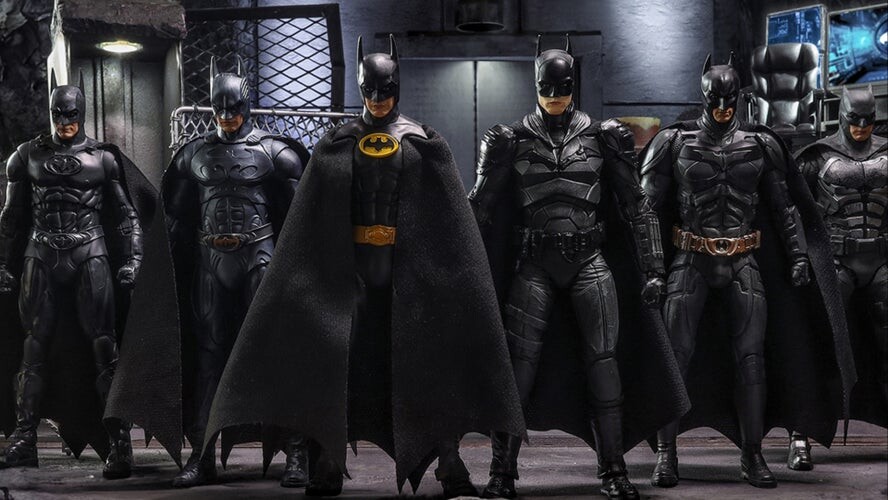 Batman 6 Pack - I helped with engineering, articulation and factory preparation work across various aspects of the Batman 6 Pack, primarily Robert Pattinson, Michael Keaton, Ben Affleck, and Val Kilmer