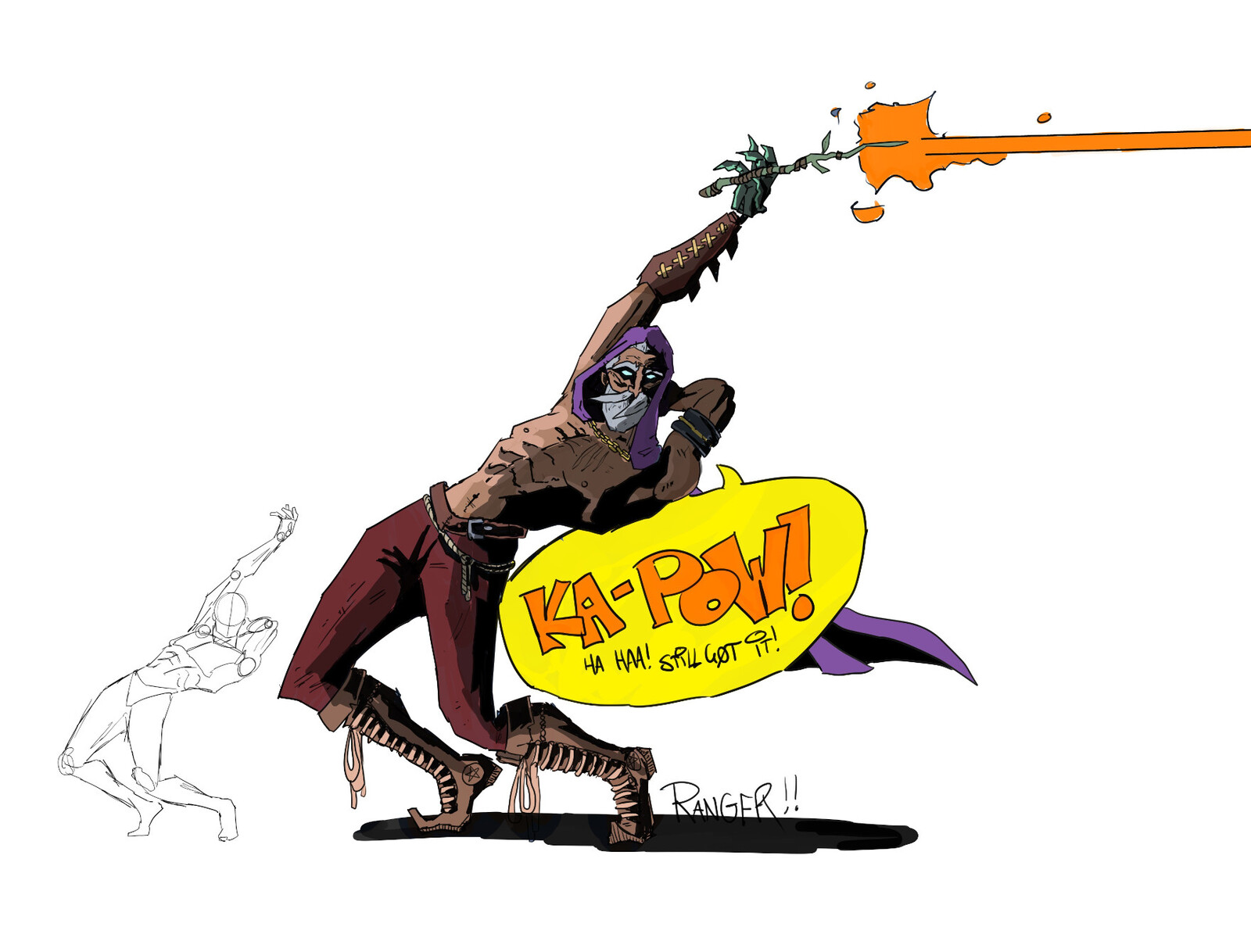 This is a Wizard that i drew at CDW studios this year, (October 2023,) as a study of pose.