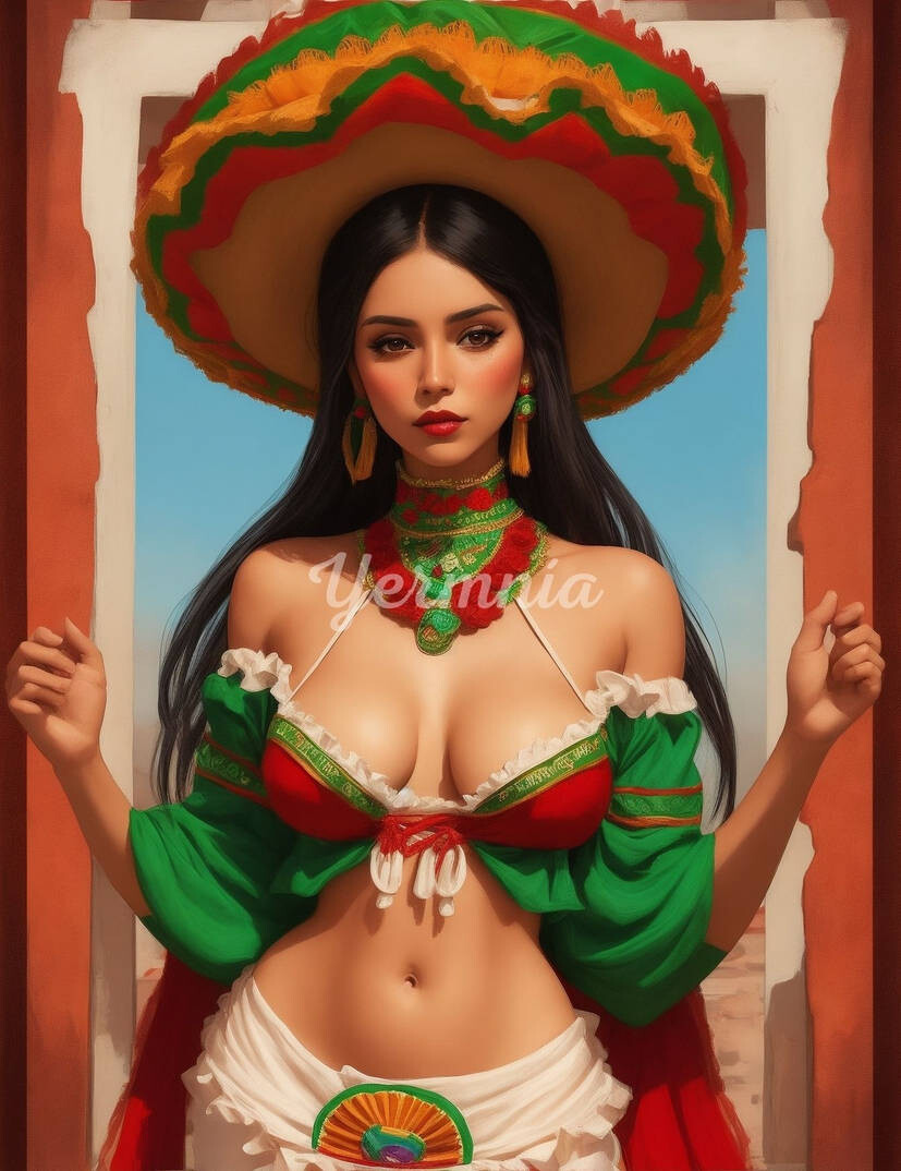 Mexican pin up girl art cheap