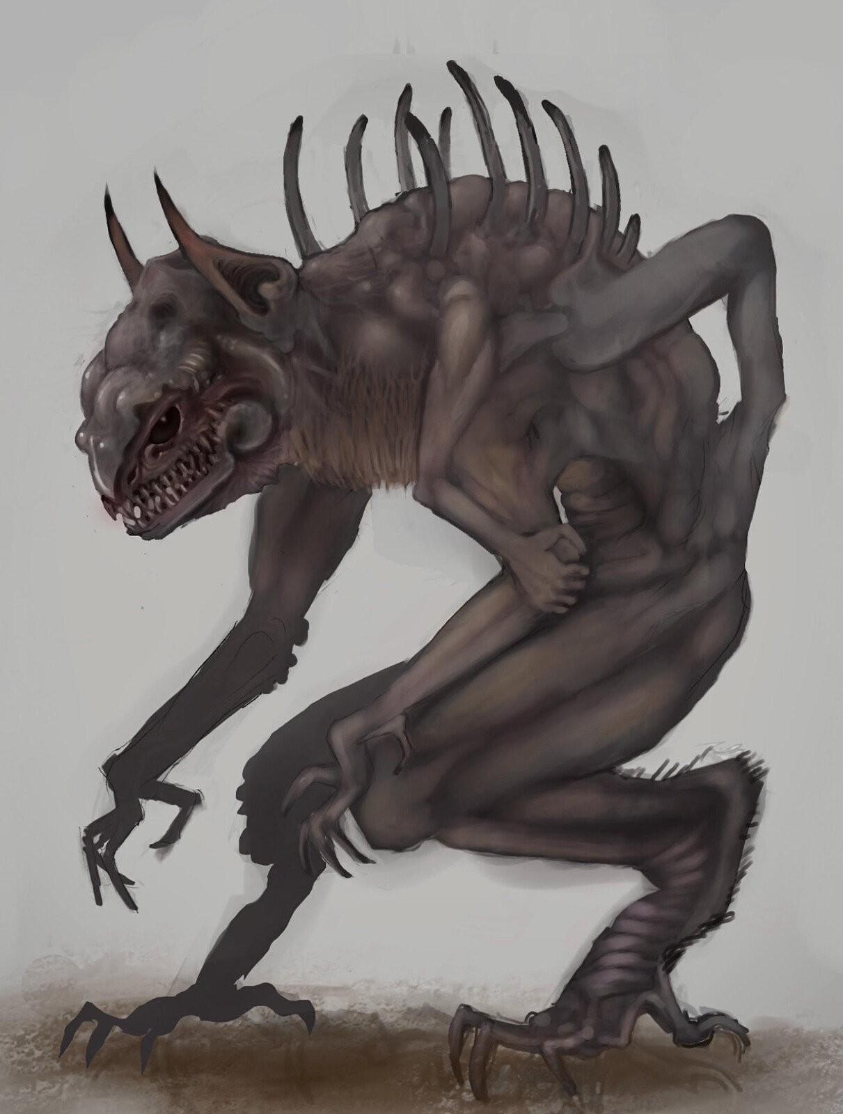 Ribby's character concept revolves around a human transformed into a formidable creature, driven by the singular instinct to eliminate its enemies. Tailored for a desolate desert terrain, remnants of the original human form persist subtly on its back. 