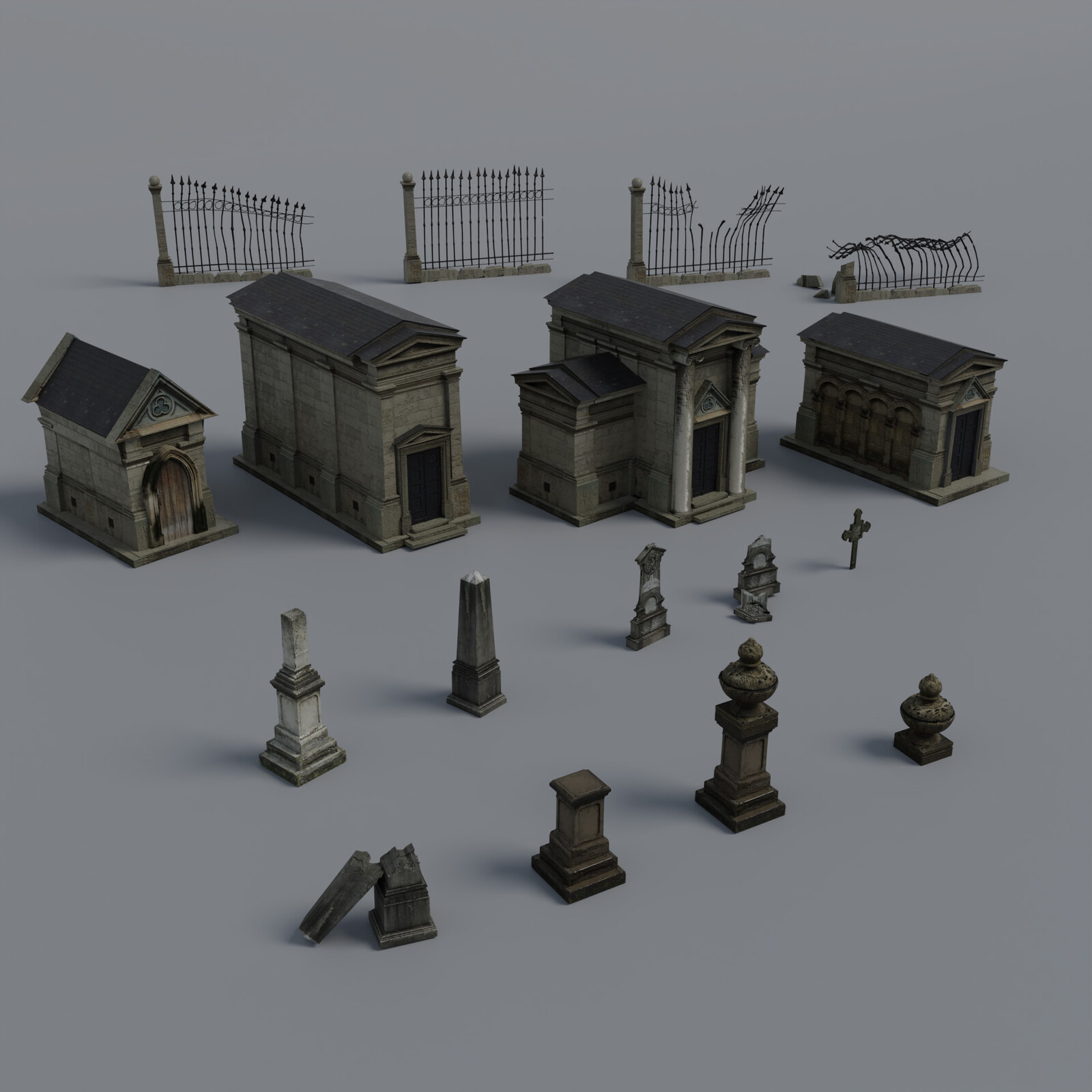 Cemetery assets done via photo modeling