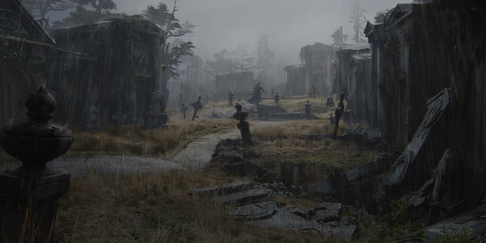 Path between the crypts