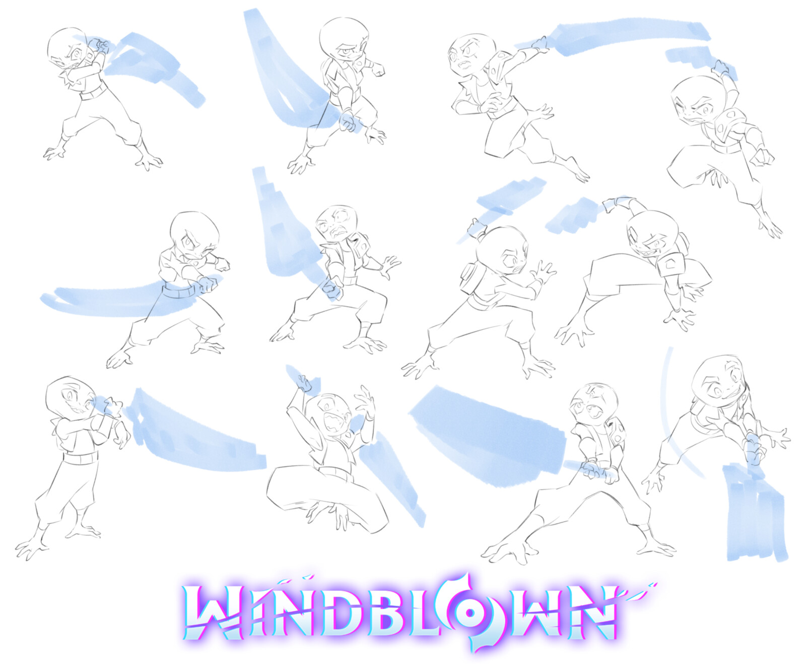 Axolotl fighting sketches.