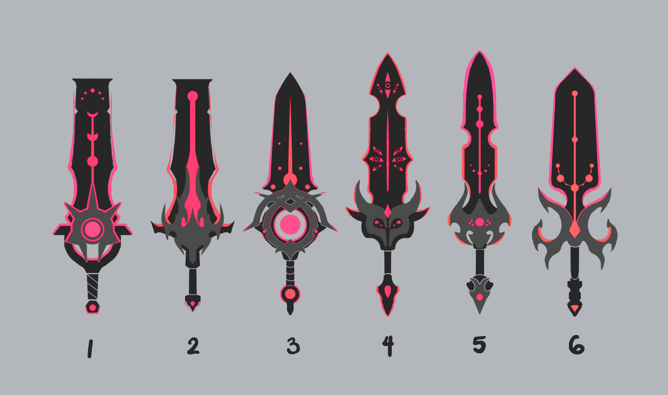 Early concepts/silhouettes before I had a specific theme in mind (though a few have shapes from Coven skins)
