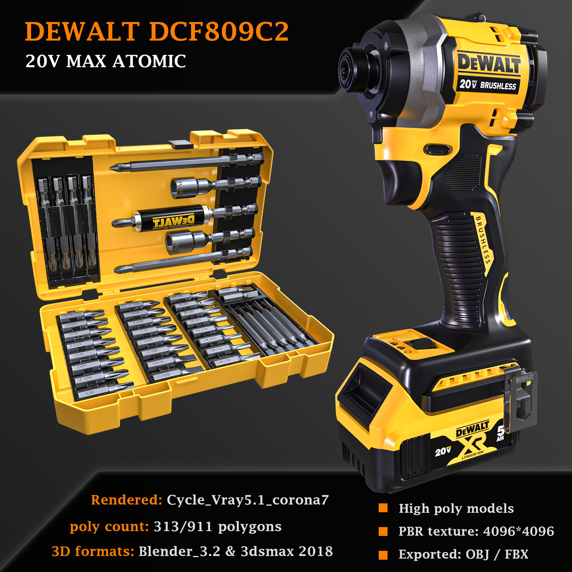 ArtStation DEWALT DCF809C2 ATOMIC 20V MAX