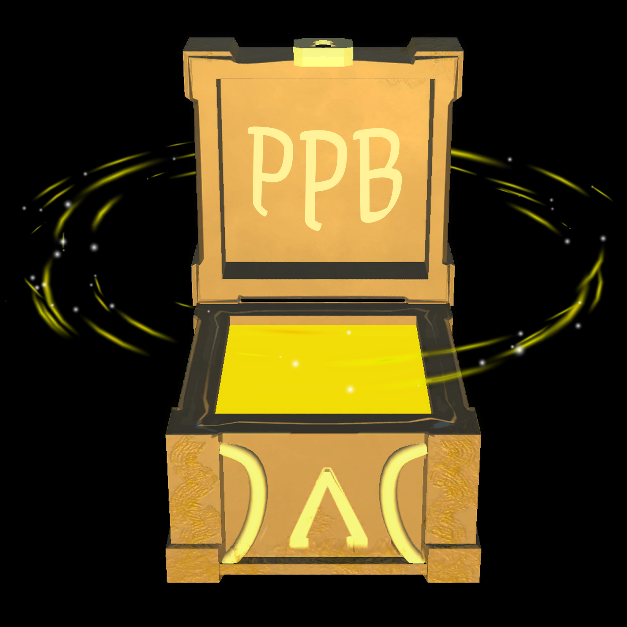 Logo I created featuring chest and sparkle VFX from previous interns