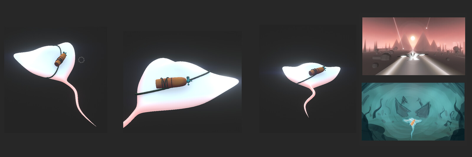 Early concepts of player and colors with the reference game (Race The Sun) to the top right. 