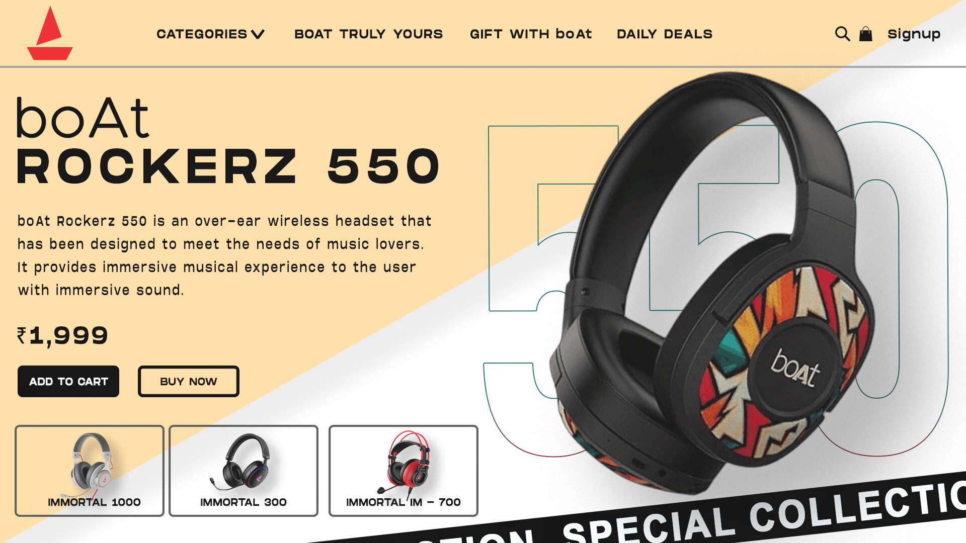 ArtStation boAt Headphones Website Design