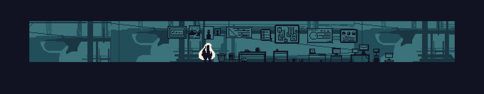 Some of the office assets I created! I focused a lot on setdressing, hero pieces, and creating lots of sprites for this project. I created about 300 sprites with different colour variations for all levels, and placed parallax sprites for the backgrounds.