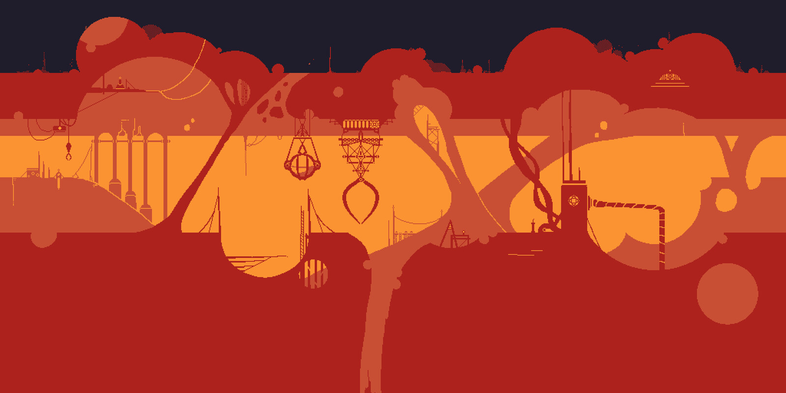 Early concept for level 2. I split this piece into separate pieces so it would be easier to modularly decorate the parallax.