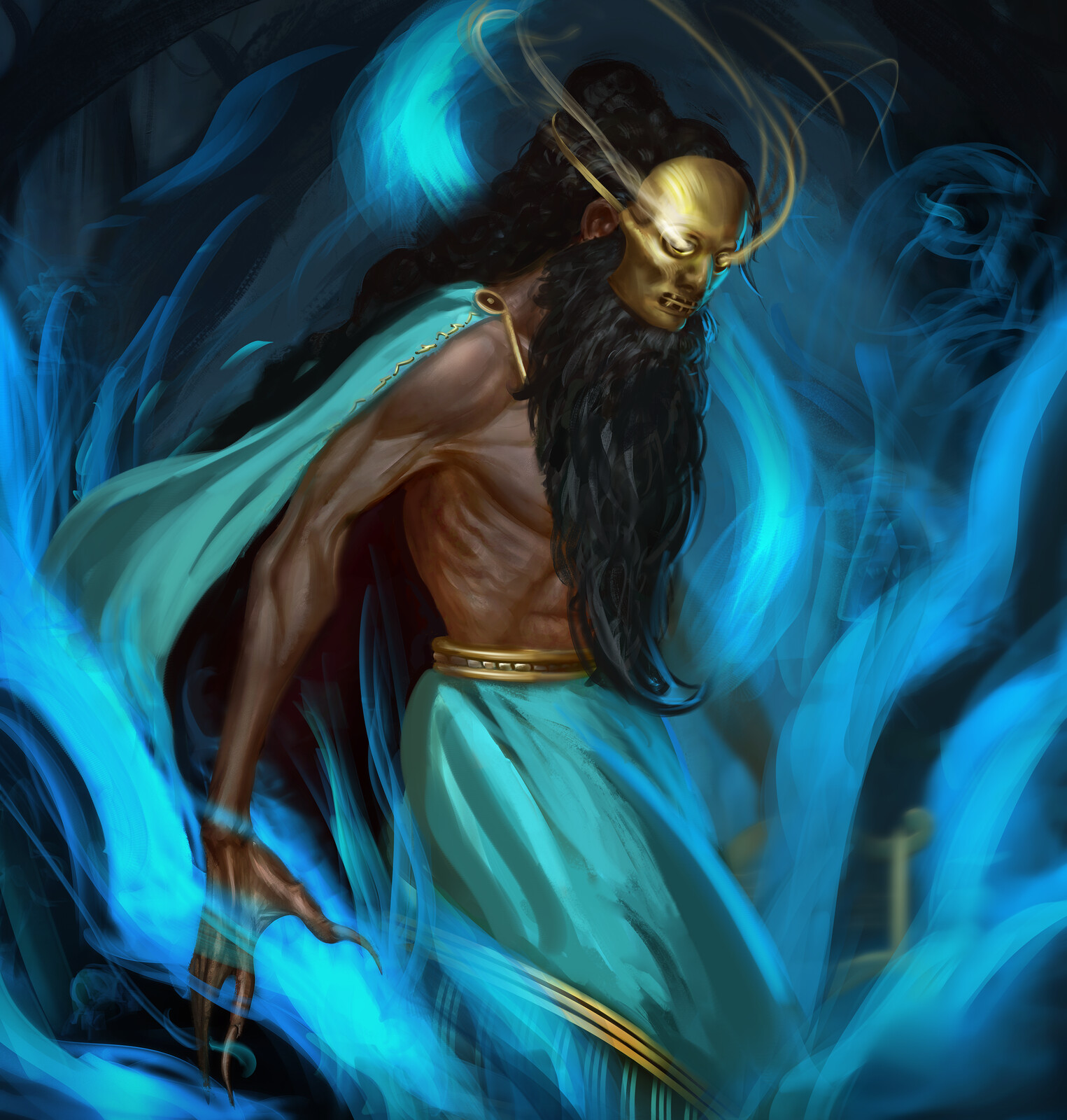 The Necro finds a golden mask, a relic from the past