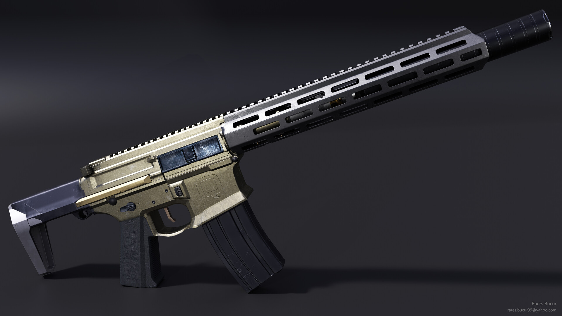 ArtStation - The Honey Badger Assault Rifle by Q, image size:1920x1080