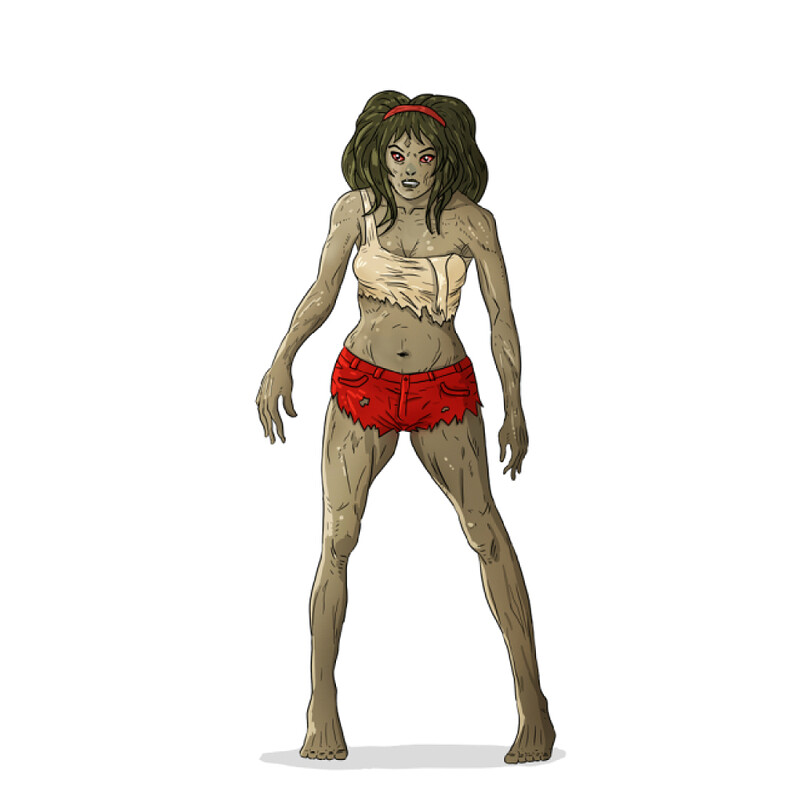 Cartoon Character Design - Zombie Woman