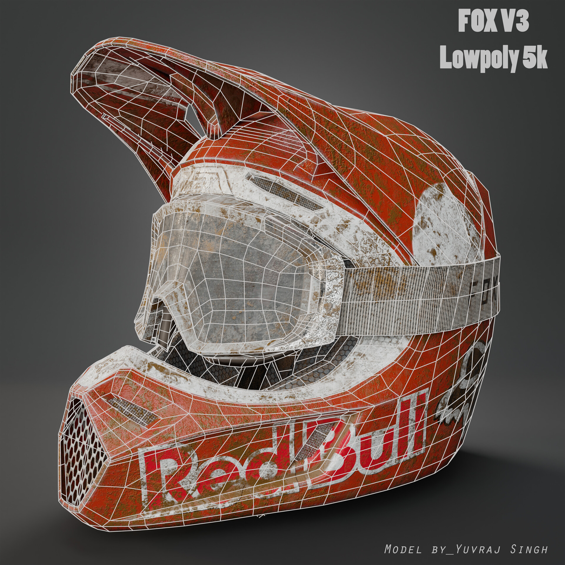 Fox v3 red hotsell bull helmet