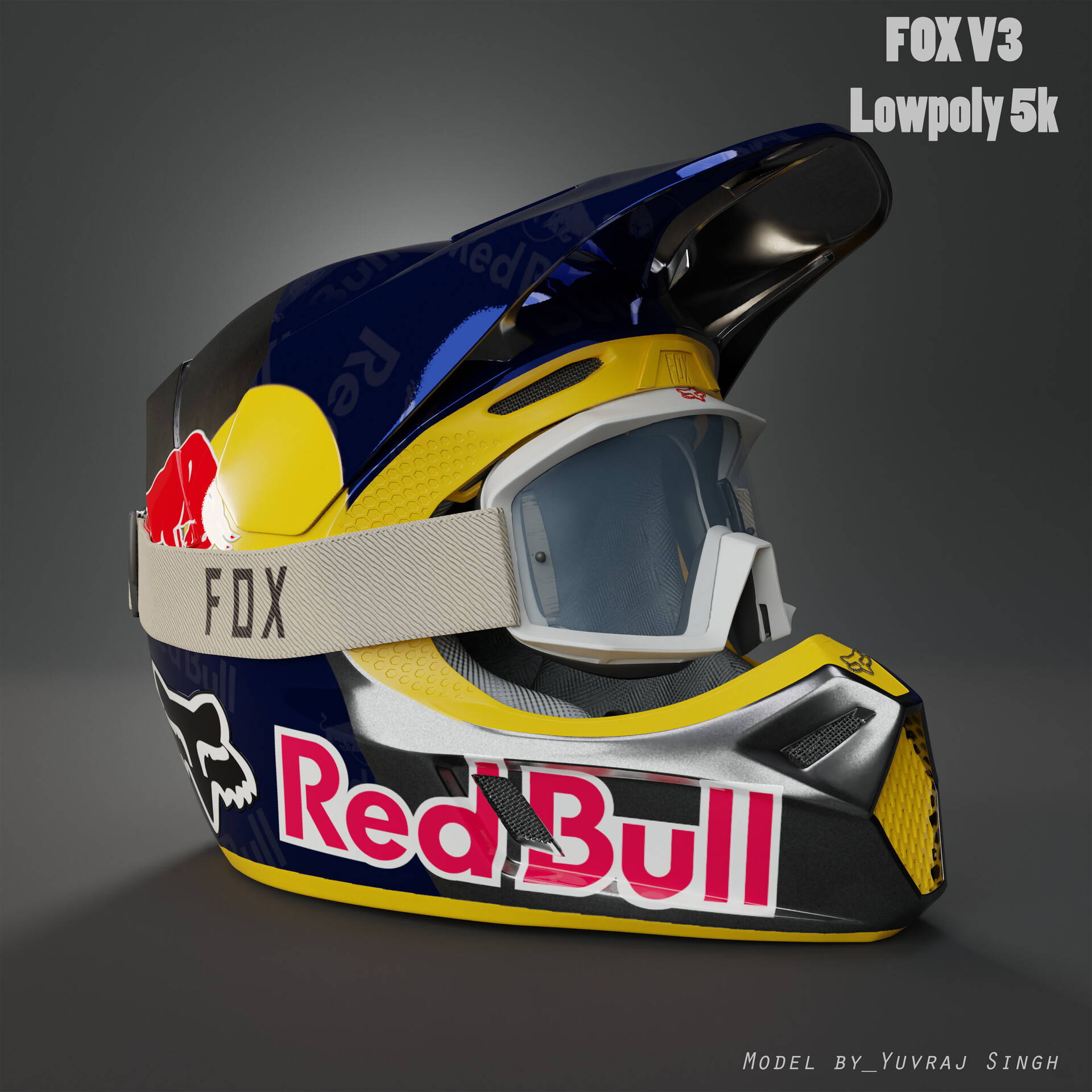 Fox v3 red shop bull helmet