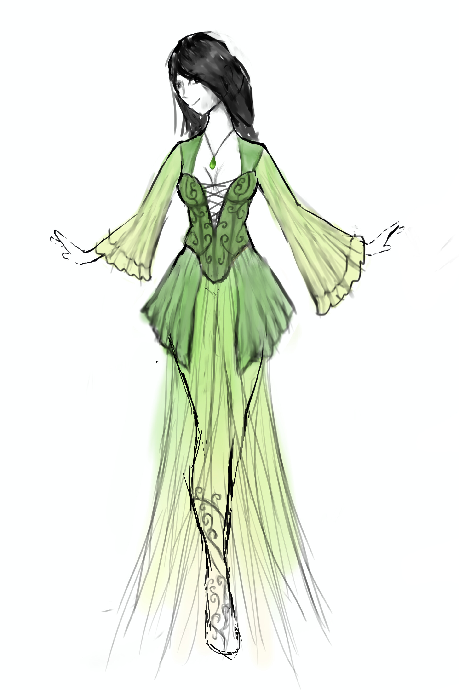 Fantasy Nature Dress Drawing ArtStation High Fantasy Elf