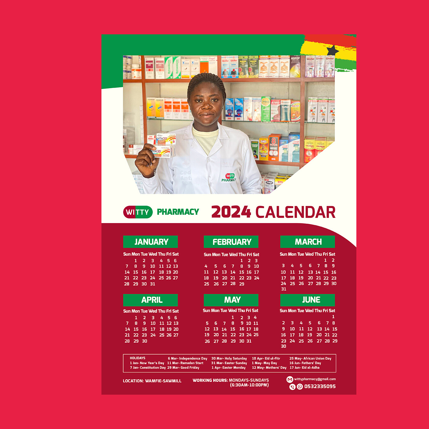 SAMUEL BIRIKORANG Calendar design for Witty Pharmacy