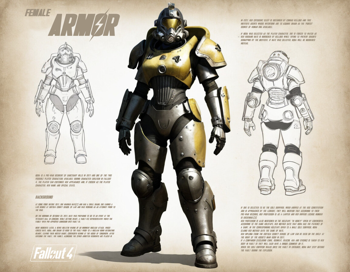 Artstation female armor of fallout 4