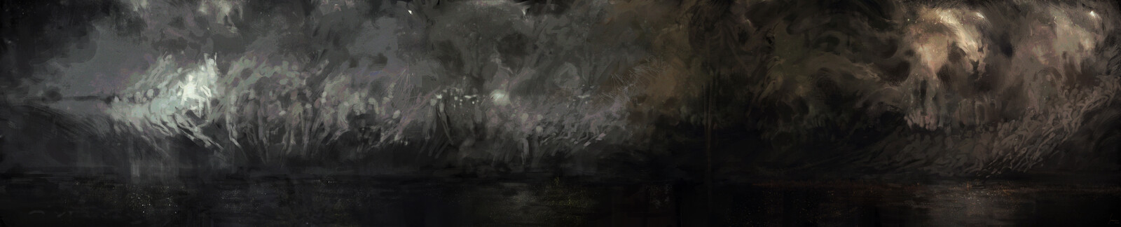 sketch 1 painted further, to give a look of the The Shifting Fog at sea, probably early dusk or dawn