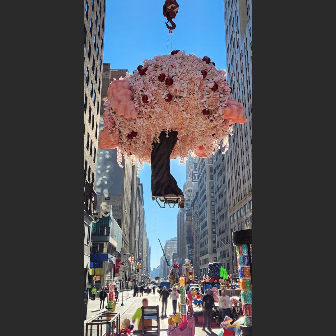 The upper half of the tree being removed afterward