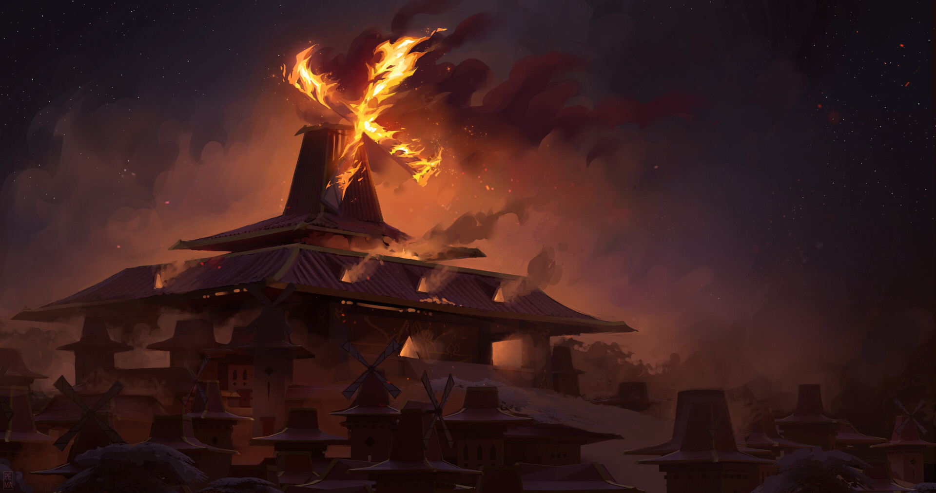 ArtStation - Burning Windmill