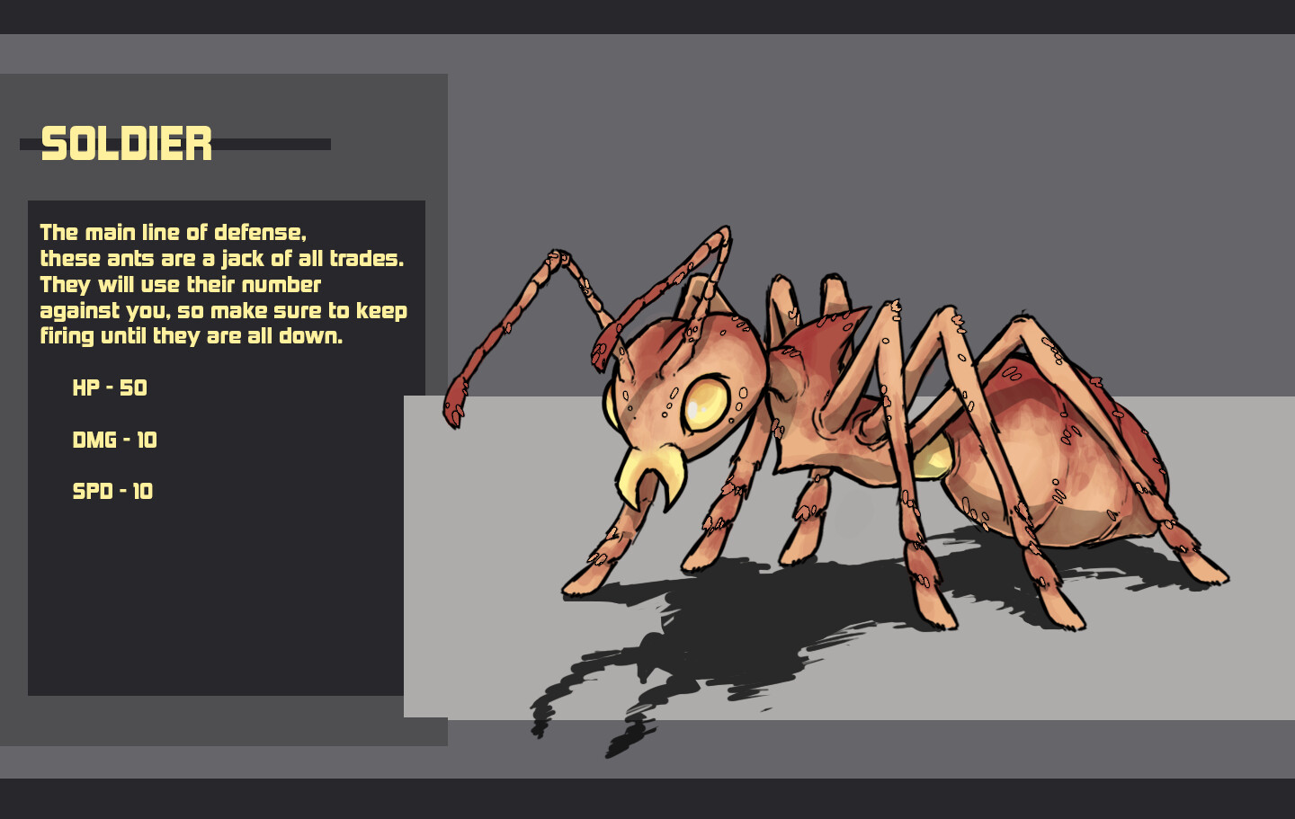 Conceptart of the main enemy I made for the game. I took feedback from the group I worked with and mixed my style with another artist style, so this is the end results.